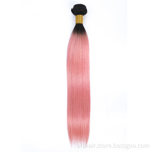 Wholesale 1B/Pink Ombre Color Bundles Straight Brazilian Human Hair Bundle for Black Women Cheap Colored Black Pink Wig
